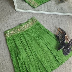 BCBG Maxazria pleated skirt, green, XS